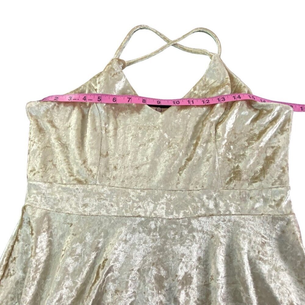NWT R VIVIMOS Women Velvet V Neck Mini Dress Sz XL Cream Straps Sexy Party 60-12 - Picture 9 of 16